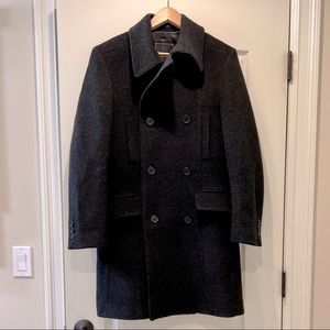 7 Diamonds Men Double Breasted Wool Coat Grey Size S